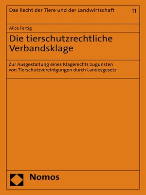 cover image of Die tierschutzrechtliche Verbandsklage